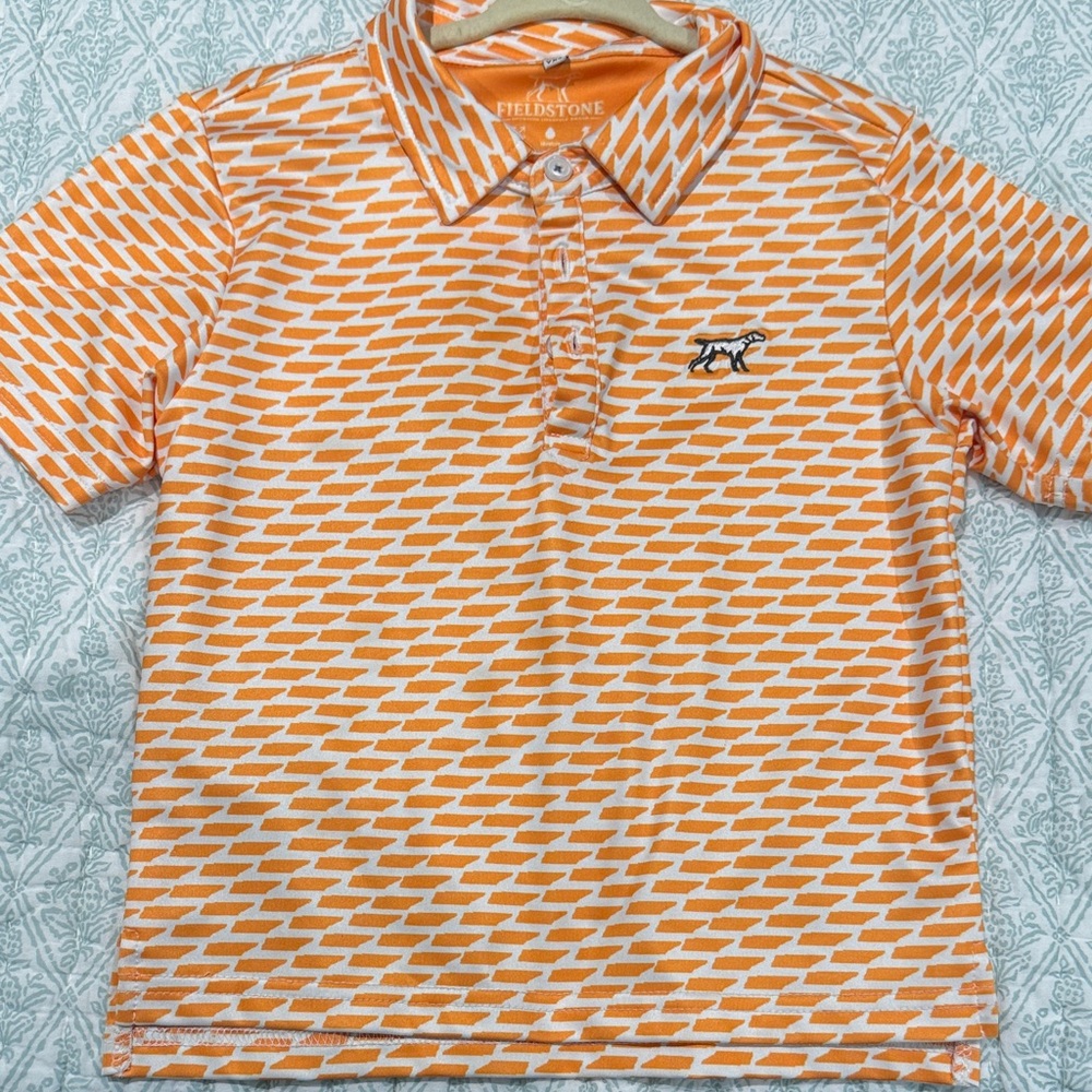 Fieldstone Kids Patterned Orange Polo Shirt